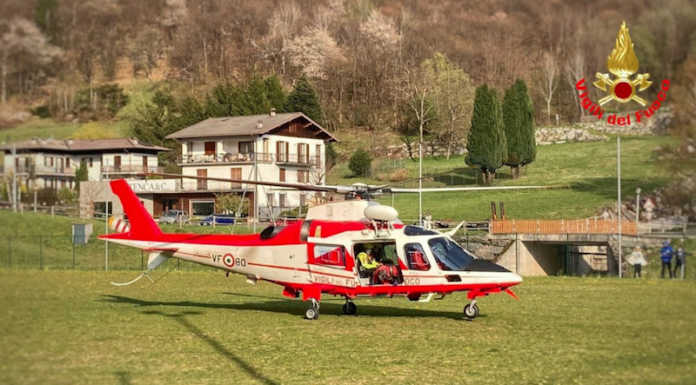 Famiglia in difficoltà all’Alpe Giumello: in azione l’elicottero dei pompieri