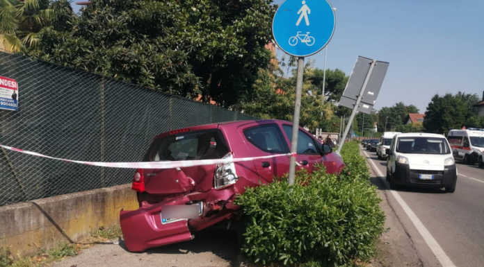 Robbiate: violento tamponamento, auto finisce sulla ciclabile