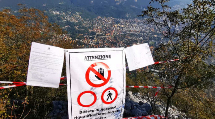 Da oggi chiusi i sentieri del San Martino, al via i lavori sulla ferrata del Medale Sentieri San Martino chiusi