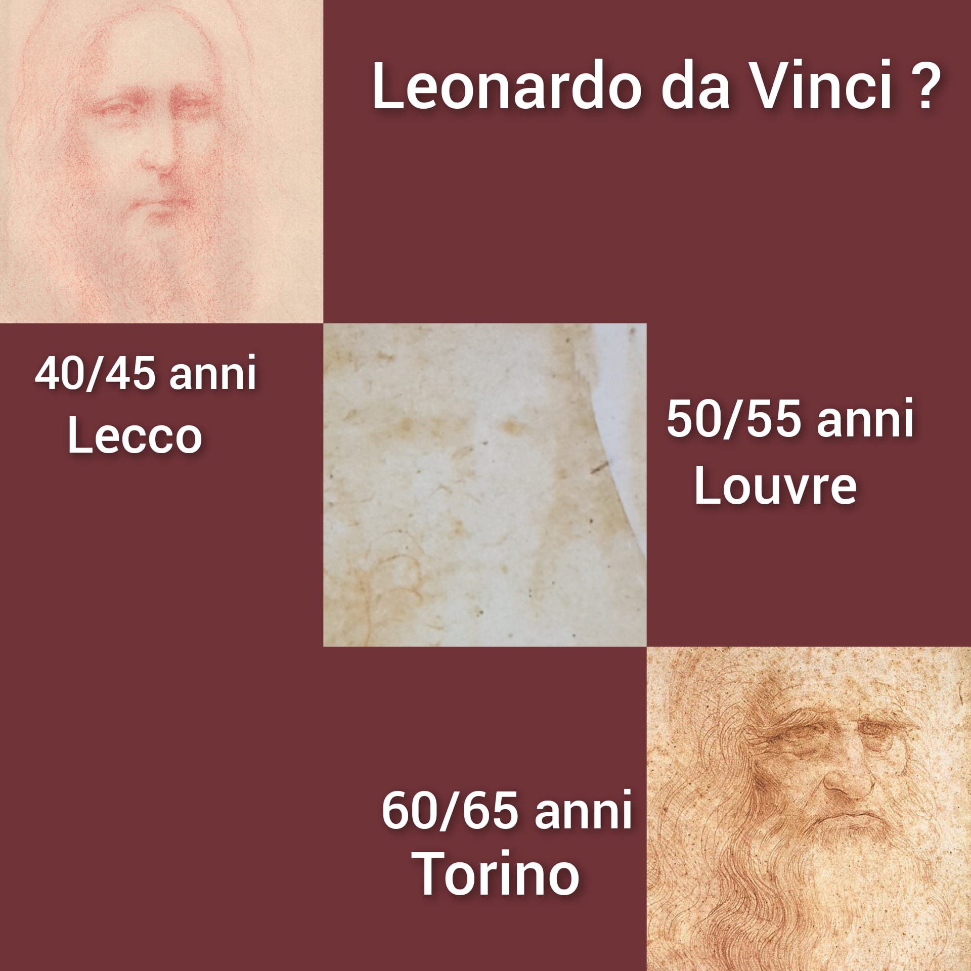 L'ipotesi del volto di Leonardo nelle differenti età