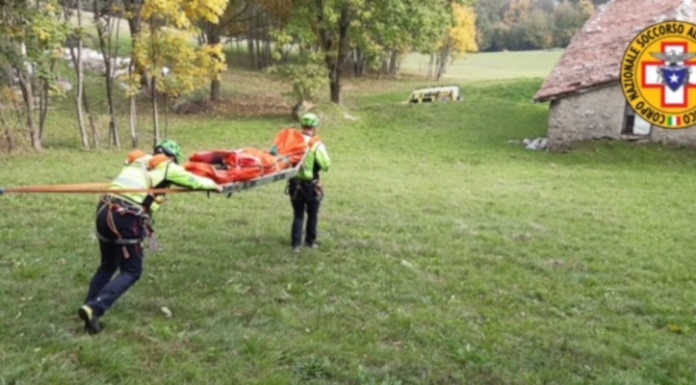 Caduta in falesia sopra Ballabio, intervento del Soccorso Alpino