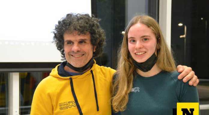 Arrampicata. Beatrice Colli si racconta al Poli: “Ho cominciato sui muretti…” Beatrice Colli con l'allenatore Fabio Palma