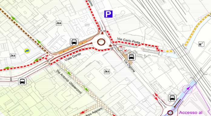 Lecco. Via Digione: al via doppio senso e rotatoria