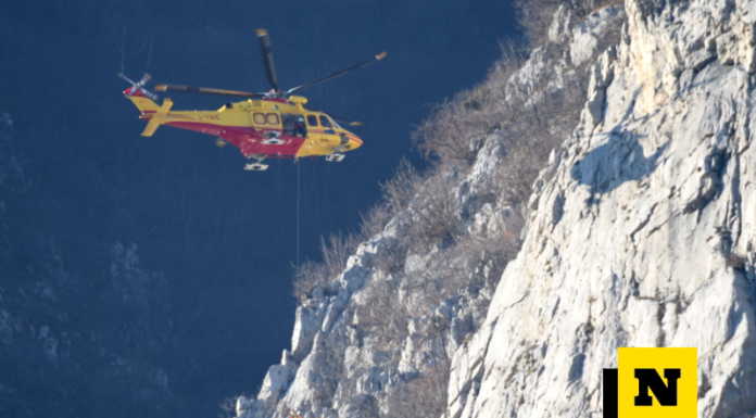 Incidente in montagna, precipita in Antimedale, soccorsi in azione L'elisoccorso al lavoro in Antimedale