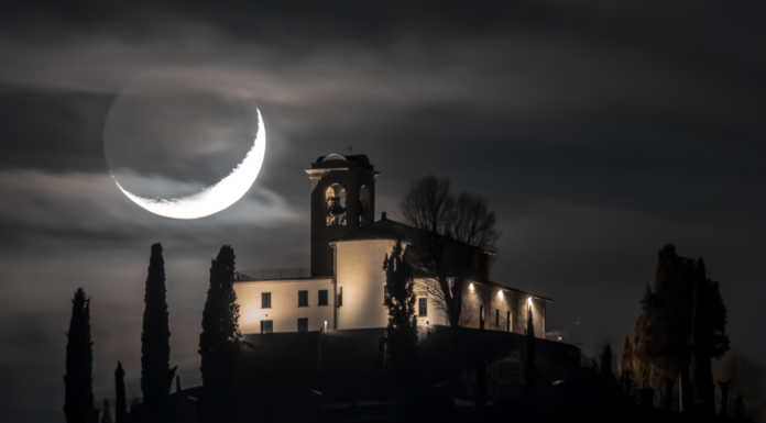Luna e sole “giocano a nascondino” con il santuario di Montevecchia