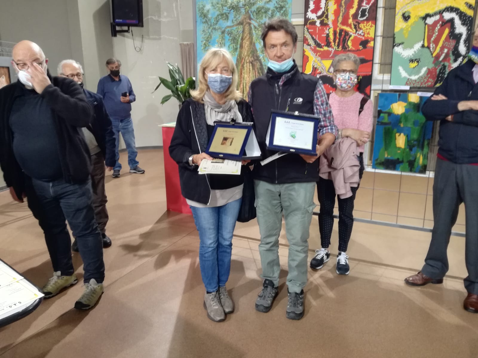 Francesca Sisti e Paolo Manzoni primo e secondo sezione acquarelli al concorso di pittura del Gao 2022