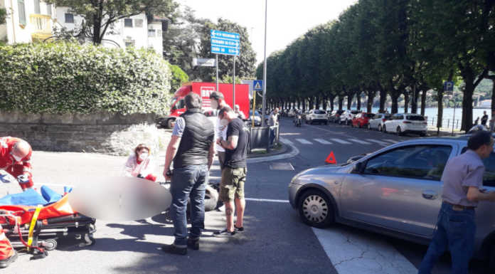 Scontro auto moto, incidente in via Capodistra a Lecco incidente