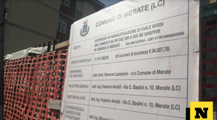 Merate, viale Verdi: delimitate le prime aree di cantiere Merate appalto viale Verdi
