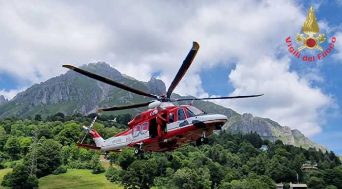 Grignetta, bloccato sul Canale Porta: soccorso escursionista Intervento Grignetta elicottero Vigili del Fuoco