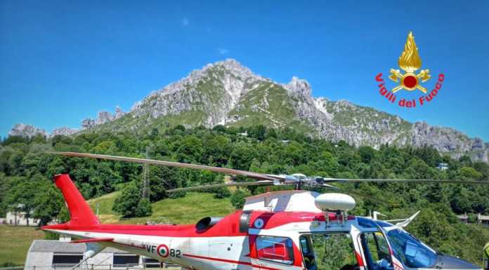 In difficoltà sulla Traversata Alta, escursionisti recuperati dall’elicottero vvf grignetta elicottero