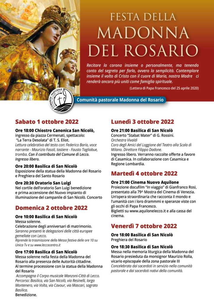 programma Festa della Madonna del Rosario 2022