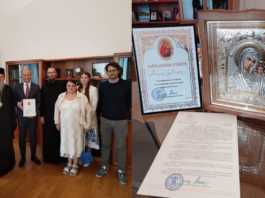 Lecco, visita del Metropolita di Chernivtsi e Bucovina a palazzo Bovara Sindaco Gattinoni e assessore di lecco ricevono metropolita ucraino