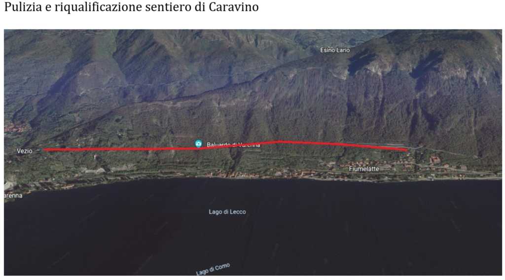 Varenna Sentiero di Caravino - mappa lavori degli alpini
