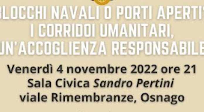 Osnago, blocchi navali o porti aperti? Focus su migrazioni e accoglienza