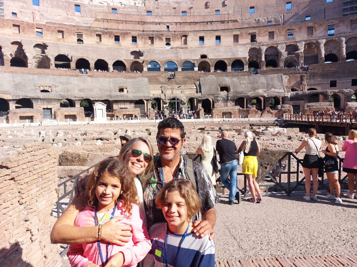 Leonardo Vazquez con la sua famiglia a Roma