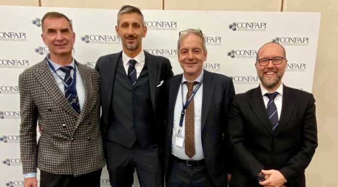 Confapi: Cristian Camisa è il nuovo presidente nazionale Da sinistra Sabadini, Camisa, Vavassori e Piazza