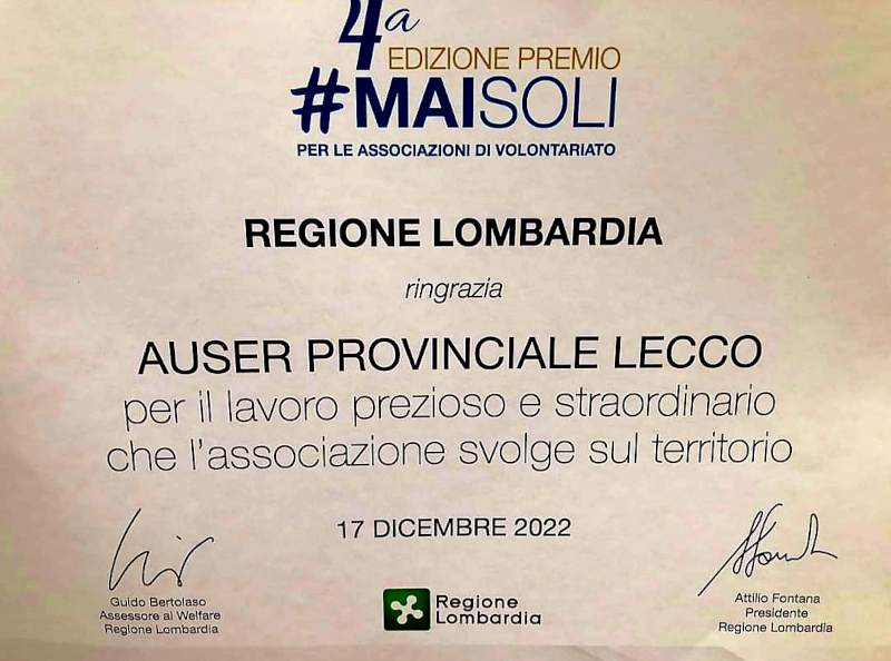 Auser provinciale Lecco premio #maisoli