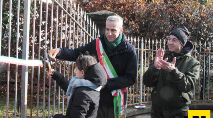 Merate, taglio del nastro per la nuova area giochi a sud di Villa Confalonieri