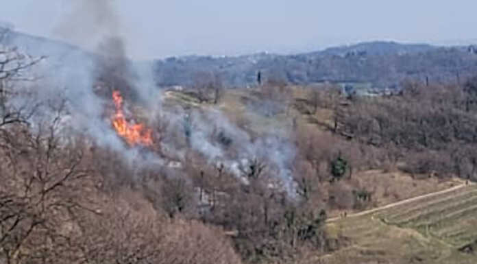 Grosso incendio boschivo nel Parco del Curone: sul posto anche l’elicottero Parco Curone incendio