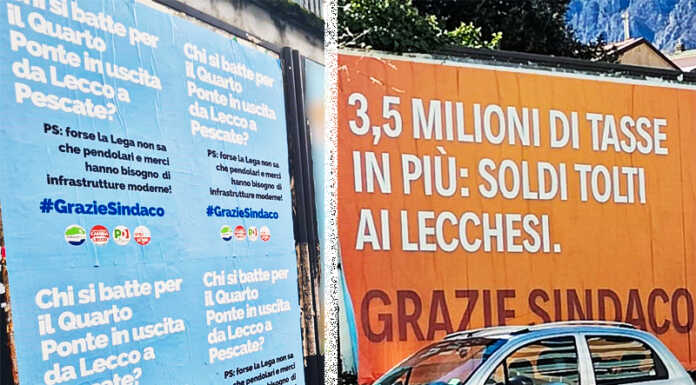 Lecco, la ‘guerra’ dei manifesti tra Lega e centrosinistra