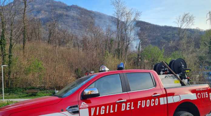 Incendio bosco a Malgrate, Vigili del Fuoco al lavoro