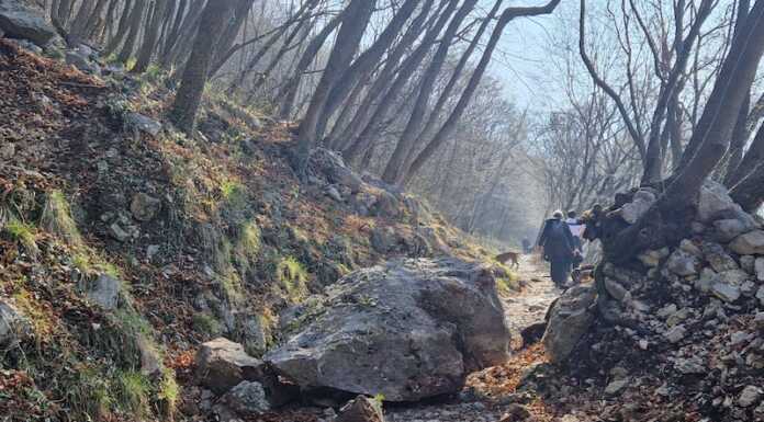 Grosso masso cade sul sentiero che sale verso la Stoppani caduta masso stoppani