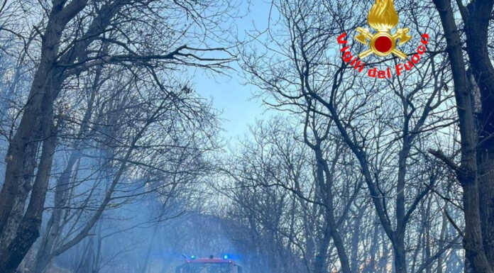 Fiamme nei boschi dell’alto lago, in azione anche un canadair vigili del fuoco montemezzo incendio