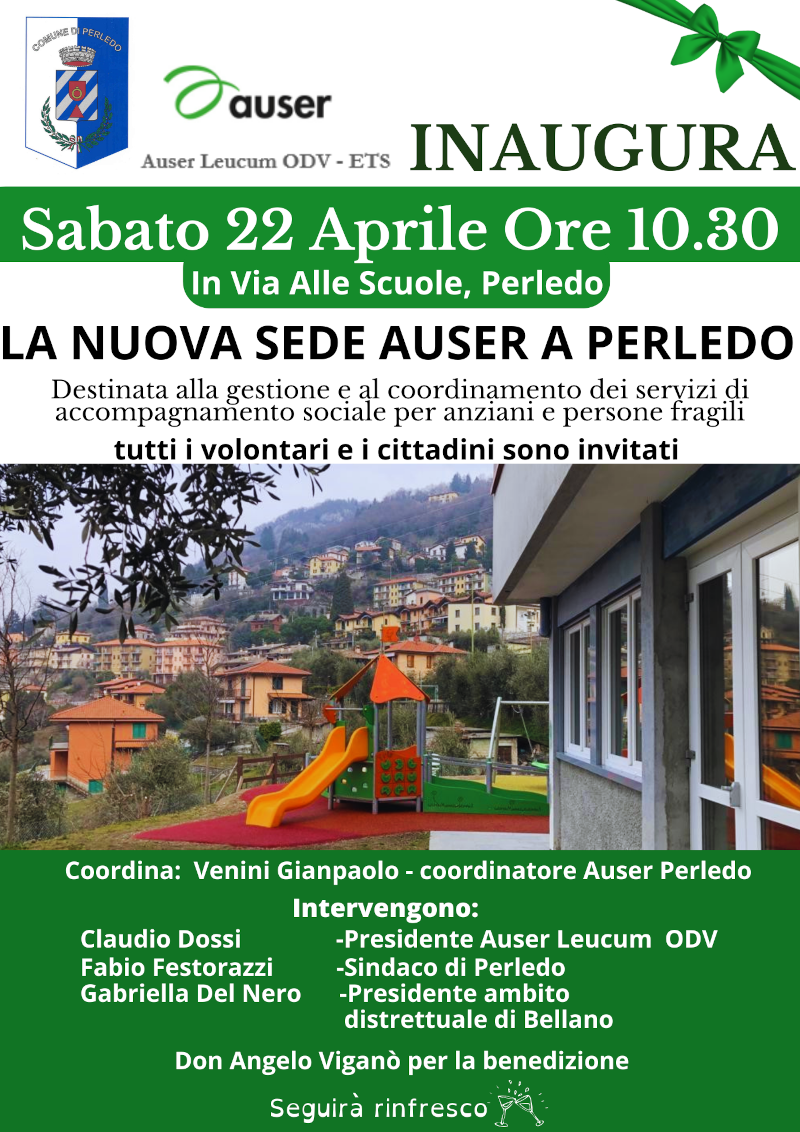 Locandina inaugurazione sede Auser Perledo