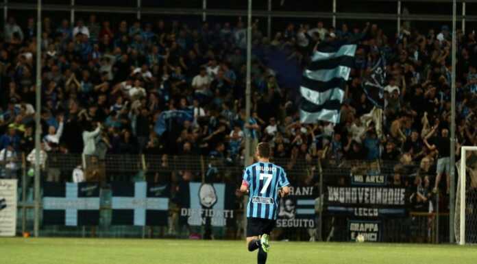 Calcio Serie C. Va al Cesena il primo atto della semifinale playoff: i bianconeri superano 2-1 il Lecco Capitan Giudici, l'autore della rete del 2-1 (credit foto Calcio Lecco 1912)