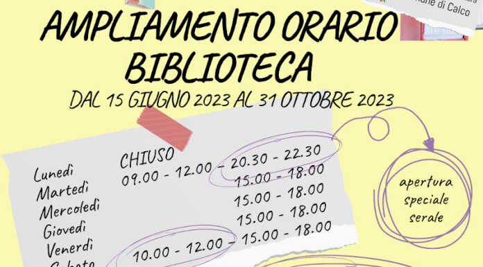 Calco: la biblioteca amplia gli orari di apertura grazie ai volontari