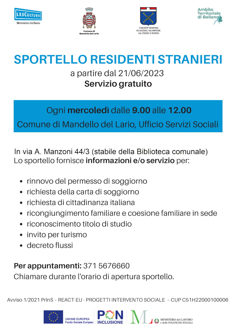 Sportello residenti stranieri Mandello