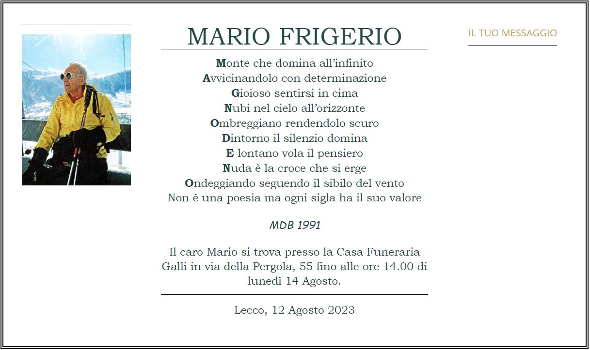 Mario Frigerio Necrologio