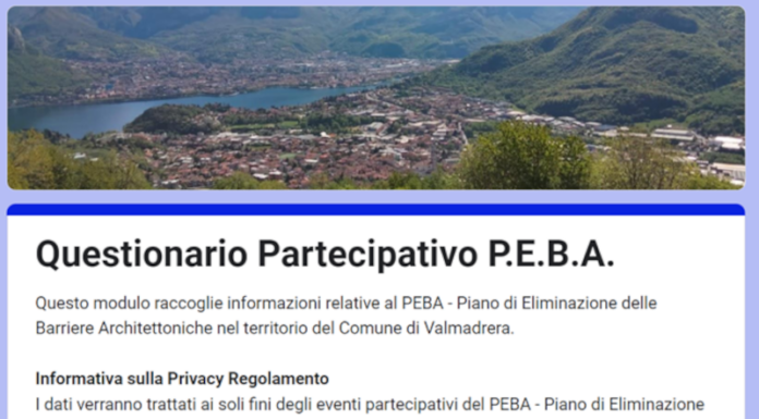 Valmadrera. Predisposto il questionario P.E.B.A, per un paese più accessibile Valmadrera questionario PEBA