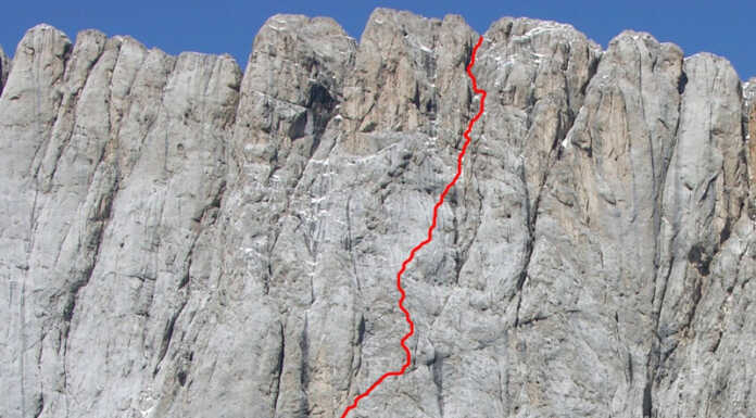 Nuova via sulla mitica Sud della Marmolada, tra gli apritori la meratese Iris Bielli Nuova via sulla Sud della Marmolada (foto Matteo Della Bordella)