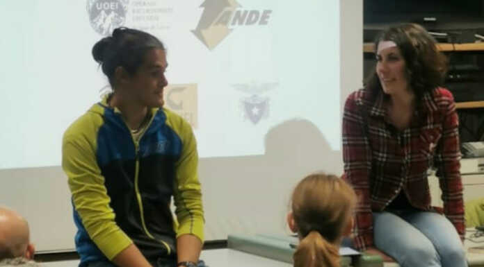 La solitudine nel vuoto: Dario Eynard ospite dell’Uoei Lecco Dario Eynard e la vicepresidente dell'Uoei Sara Anghileri