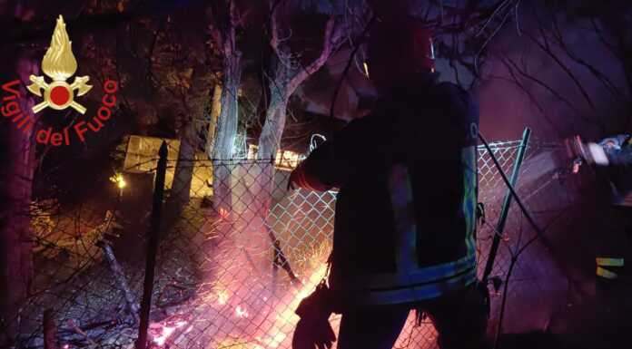 In fiamme un capanno a Oliveto Lario, Vigili del fuoco al lavoro Vigili del fuoco oliveto lario