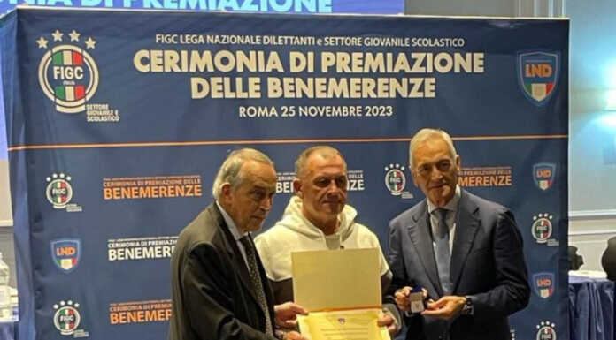 40 anni di impegno nel calcio: Tommy Conversano premiato dalla FIGC Tommaso Conversano