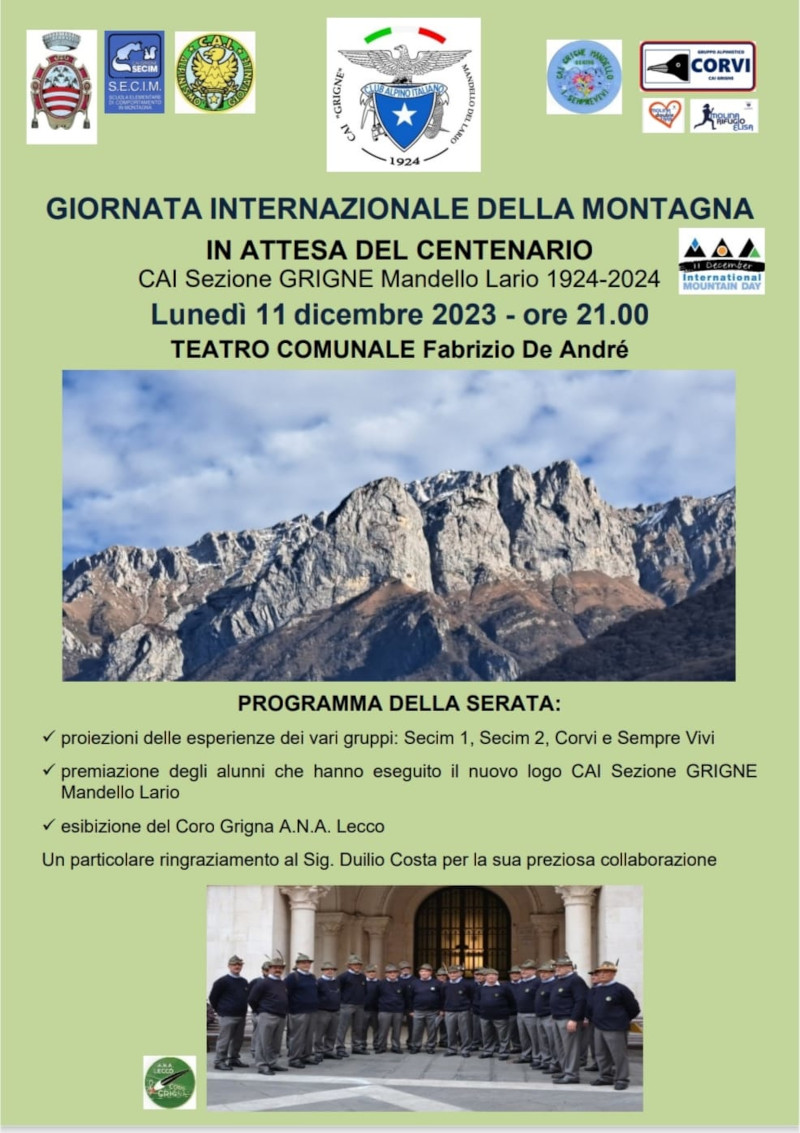 Programma Giornata Internazionale Montagna Cai Grigne