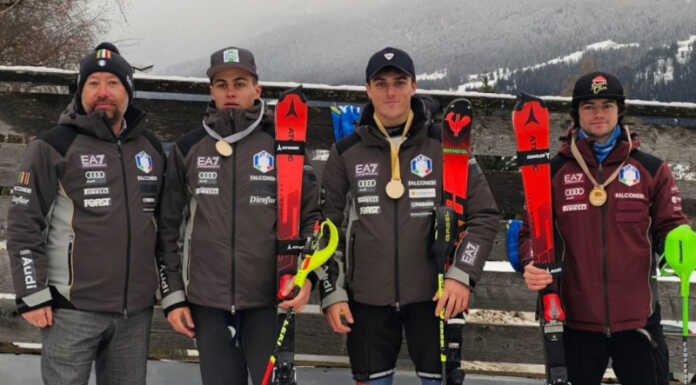 Bormio. Andrea Bertoldini ci prende gusto, ancora 1° nello Slalom Andrea Bertoldini (terzo da sinistra)