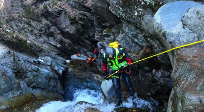 Esercitazione sul torrente Rabbiosa a Campodolcino per la squadra forra del Cnsas