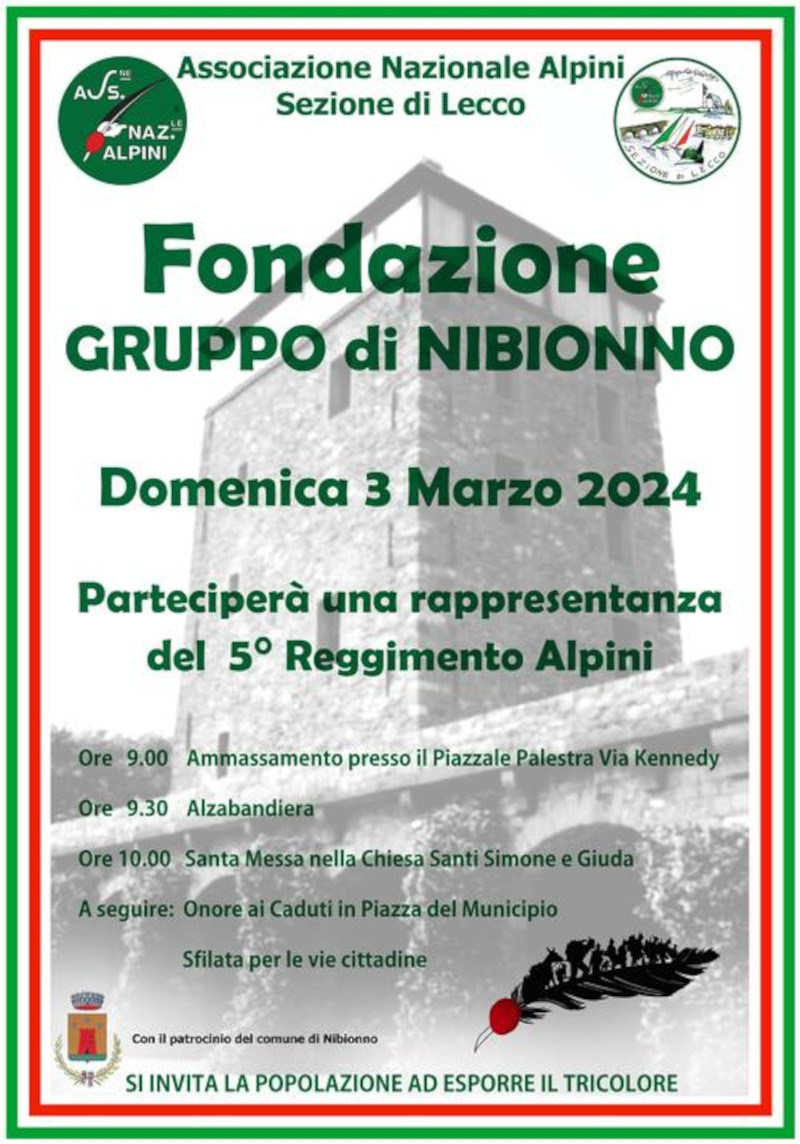 Locandina Gruppo Alpini Nibionno fondazione cerimonia 