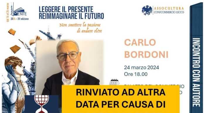 Leggermente, rinviato a data da destinarsi l’incontro con Carlo Bordoni