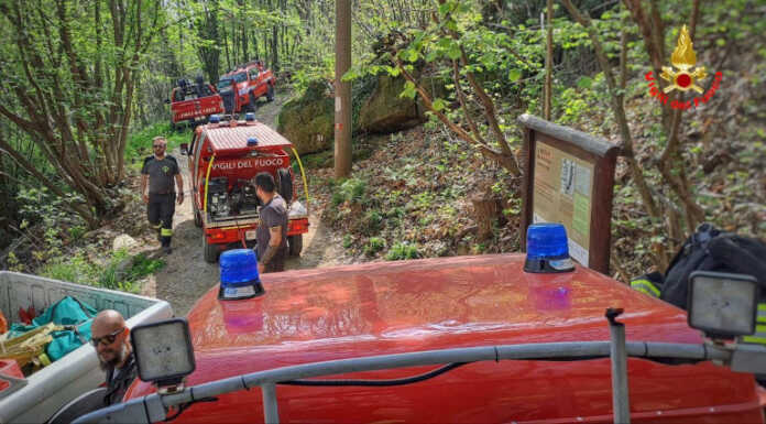Incendio nei boschi di Colle Brianza, Vigili del Fuoco al lavoro Incendio bosco Colle Brianza Vigili del Fuoco