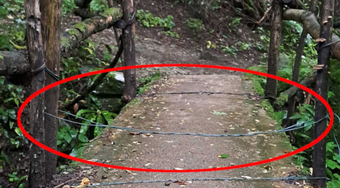 Bonacina. Cavo tirato sul ponticello di Prato Rubino: “Ho rischiato di farmi male” Cavo tirato sentiero prato rubino