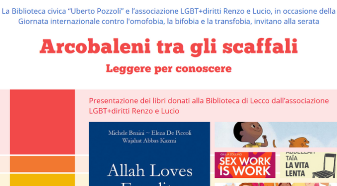 Biblioteca Lecco. Venerdì l’incontro “Arcobaleni tra gli scaffali. Leggere per conoscere”
