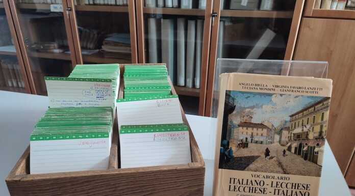 Le schedine manoscritte del dizionario ‘italiano-lecchese’ donate alla Biblioteca Pozzoli donazione schedine dialetto biblioteca lecco