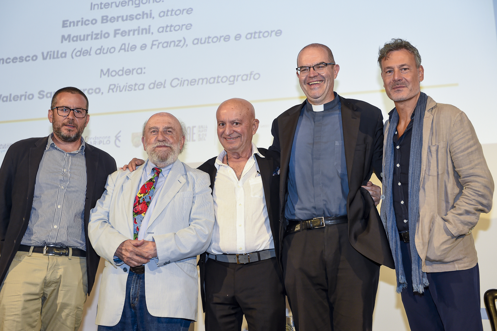 Enrico Beruschi, Maurizio Ferrini, Francesco Villa (Franz) con mons. Davide Milani e Valerio Sammarco (ph. Stefano Micozzi)
