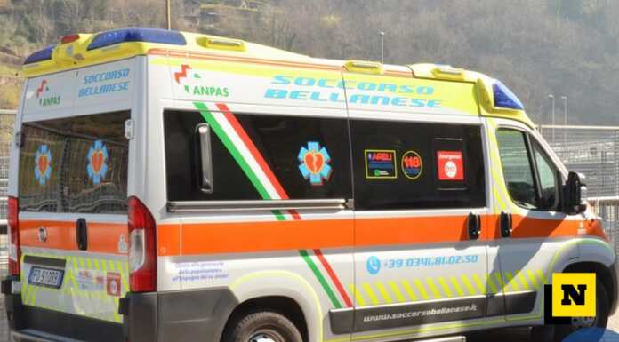 Scontro auto moto a Mandello: paura ma nessun ferito Ambulanza Soccorso Bellanese