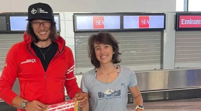 Alpinismo. Nuova via sullo Sckem Braq per Matteo De Zaiacomo e Chiara Gusmeroli Matteo De Zaiacomo e Chiara Gusmeroli alla partenza dall'Italia