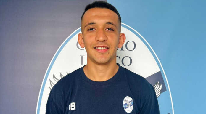 Calcio Lecco. Il difensore Marwane Kritta in maglia bluceleste Kritta, Photo credits Calcio Lecco 1912